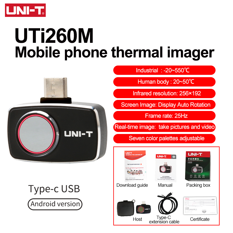 Thermal Imaging Camera 256X192 - UNI-T Thermische Imager voor Mobiele Telefoon